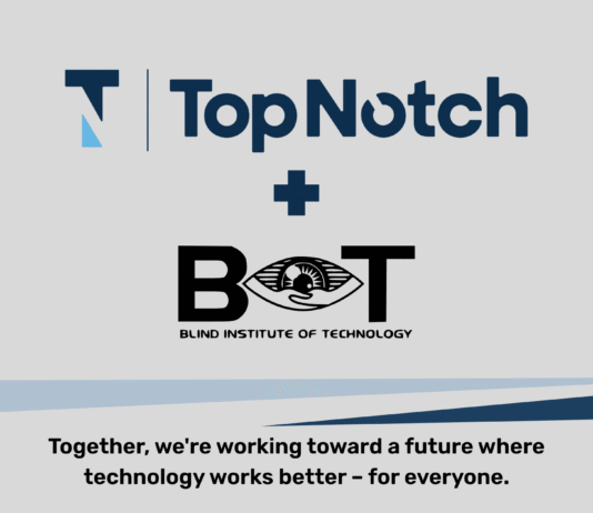 Top Notch QA partners with Blind Institute of Technology. Together, we're working toward a future where technology works better – for everyone.